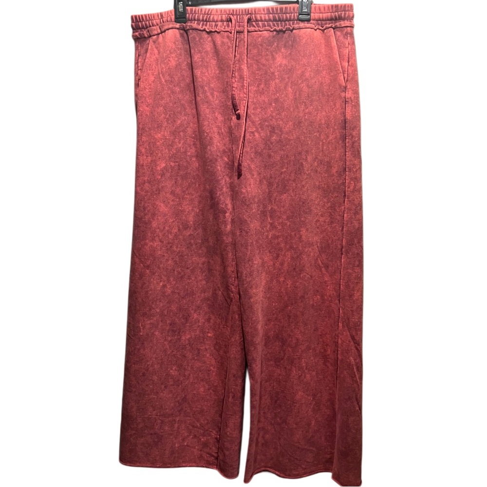Zenana French Rose Mineral Wash Wide-Leg Pull-On Pants Size 3X - Picture 5 of 10